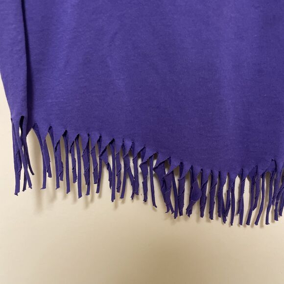 Vintage Handmade Southwest Tassel Beaded Top Purple Cowgirl Single Stitch USA L - Picture 3 of 6